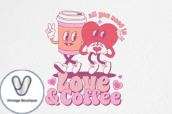 Retro Valentines PNG Sublimation Coffee Design 07