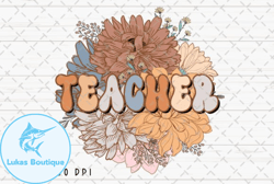 Floral Teacher Retro Flower Vintage PNG Design 13