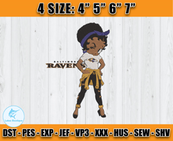 Ravens Embroidery, Betty Boop Embroidery, NFL Machine Embroidery Digital, 4 sizes Machine Emb Files -19-Lukas