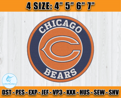 Chicago Bears Embroidery, NFL Bears Embroidery, NFL Machine Embroidery Digital, 4 sizes Machine Emb Files -01 Lukas