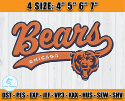 Chicago Bears Embroidery, NFL Bears Embroidery, NFL Machine Embroidery Digital, 4 sizes Machine Emb Files - 04 Lukas