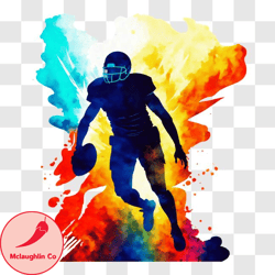 Football Player Silhouette with Ball in Hand PNG Design 297