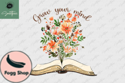 Grow Your Mind Book with Flowers Vintage Design 46