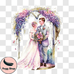 Watercolor Wedding Illustration PNG Design 210