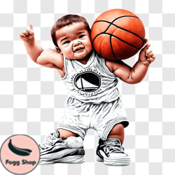 Adorable Baby Playing Basketball PNG