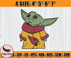 Cardinals Embroidery, Baby Yoda Embroidery, NFL Machine Embroidery Digital, 4 sizes Machine Emb Files -16 -Fogg