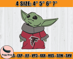 Atlanta Falcons Embroidery, Baby Yoda Embroidery, NFL Machine Embroidery Digital, 4 sizes Machine Emb Files -26-Reginald