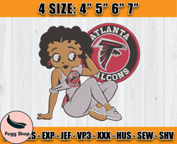 Atlanta Falcons Embroidery, Betty Boop Embroidery, NFL Machine Embroidery Digital, 4 sizes Machine Emb Files -28-Reginal