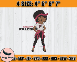 Atlanta Falcons Embroidery, Betty Boop Embroidery, NFL Machine Embroidery Digital, 4 sizes Machine Emb Files -29-Reginal