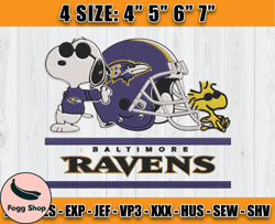 Ravens Embroidery, Snoopy Embroidery, NFL Machine Embroidery Digital, 4 sizes Machine Emb Files-01