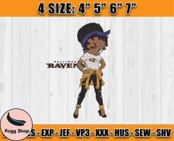 Ravens Embroidery, Betty Boop Embroidery, NFL Machine Embroidery Digital, 4 sizes Machine Emb Files -19