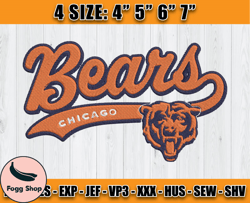 Chicago Bears Embroidery, NFL Chicago Bears Embroidery, NFL Machine Embroidery Digital, 4 sizes Machine Emb Files - 04 C