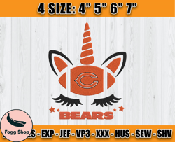 Chicago Bears Embroidery, Unicorn Embroidery, NFL Machine Embroidery Digital, 4 sizes Machine Emb Files -23 Colditz