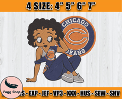 Chicago Bears Embroidery, Betty Boop Embroidery, NFL Machine Embroidery Digital, 4 sizes Machine Emb Files -24 Colditz