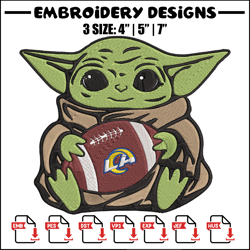 Baby Yoda Los Angeles Rams embroidery design, Rams embroidery, NFL embroidery, sport embroidery, embroidery design.