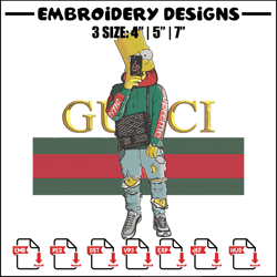Bart Simpson Embroidery Design, Simpson Embroidery, Embroidery File, Anime Embroidery, Gucci shirt, Digital download