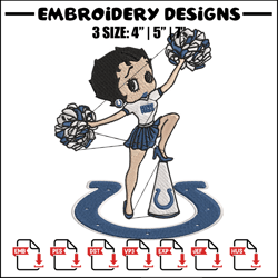 Cheer Betty Boop Indianapolis Colts embroidery design, Indianapolis Colts embroidery, NFL embroidery, sport embroidery.