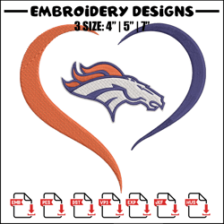 Denver Broncos Heart embroidery design, Denver Broncos embroidery, NFL embroidery, sport embroidery, embroidery design