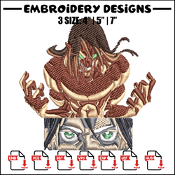 Eren titan Embroidery Design, Aot Embroidery, Embroidery File, Anime Embroidery, Anime shirt, Digital download