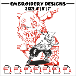 Hashibira Inosuke Embroidery Design, Demon slayer Embroidery, Embroidery File, Anime Embroidery, Digital download