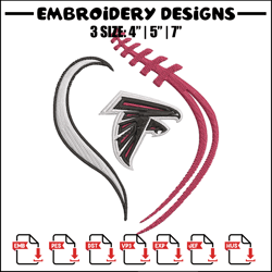 Heart Atlanta Falcons embroidery design, Falcons embroidery, NFL embroidery, sport embroidery, embroidery design