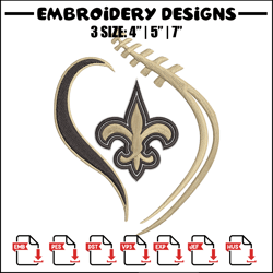 New Orleans Saints Heart embroidery design, New Orleans Saints embroidery, NFL embroidery, logo sport embroidery. (3)