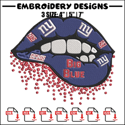 New York Giants dripping lips embroidery design, New York Giants embroidery, NFL embroidery, logo sport embroidery.