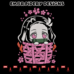Nezuko chibi Embroidery Design, Demon slayer Embroidery, Embroidery File, Anime Embroidery,Digital download.