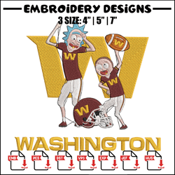 Rick and Morty Washington Commanders embroidery design, Commanders embroidery, NFL embroidery, logo sport embroidery.