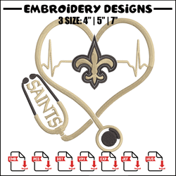 Stethoscope New Orleans Saints embroidery design, New Orleans Saints embroidery, NFL embroidery, logo sport embroidery.