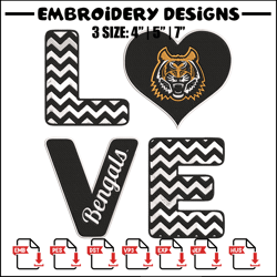 Cincinnati Bengals love embroidery design, NCAA embroidery,Sport embroidery, Logo sport embroidery, Embroidery design.