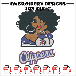 Clippers girl embroidery design, NBA embroidery,Sport embroidery,Embroidery design,Logo sport embroidery