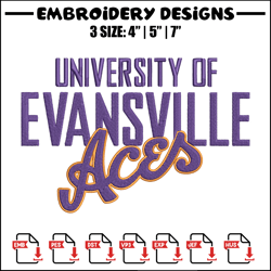 Evansville Purple Aces logo embroidery design, NCAA embroidery, Sport embroidery,Logo sport embroidery,Embroidery design