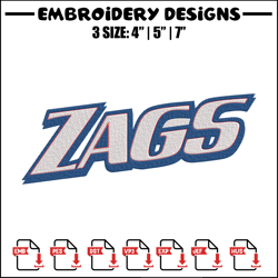 Gonzaga University logo embroidery design, NCAA embroidery, Sport embroidery, Embroidery design,Logo sport embroidery