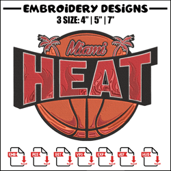 Miami Heat logo embroidery design, NBA embroidery, Sport embroidery, Embroidery design, Logo sport embroidery