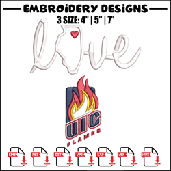 UIC Flames Logo embroidery design, NCAA embroidery, Sport embroidery,Embroidery design,Logo sport embroidery