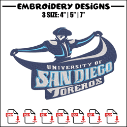 University of San Diego logo embroidery design,NCAA embroidery,Sport embroidery,Embroidery design,Logo sport embroidery