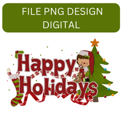 Happy Holidays Png, Christmas Png, Christmas Gift Png,Happy Holidays Png,Western Christmas Png,Light Png,Sublimation Des