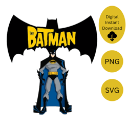 The Batman Cartoon Logo , DC Comic, Batman Logo Png, Ai Digital File