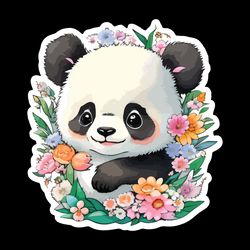Cute Panda svg, Cute Baby Panda svg, Panda Clipart, panda flowers svg, Panda Love, digital download