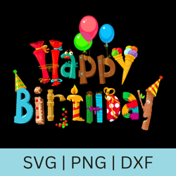 Happy Birthday, Birthday PNG Files For Sublimation Printing, Happy Birthday Png, Birthday Sublimation, Hand Drawn Png