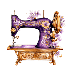 Floral Sewing Machine Clipart, PNG Instant Download File, Digital Paper Craft, Card Making, Scrapbook Art