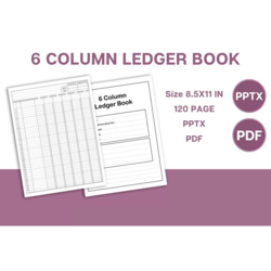 6 Column Ledger Book | 6 column worksheet | 6 column ledger printable | 6 column | digital PDF | 6 column columnar pad