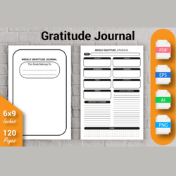 Gratitude Journal PDF - Fillable - Printable PDF - Journaling, New Year Resolution - Mental health, self-improve
