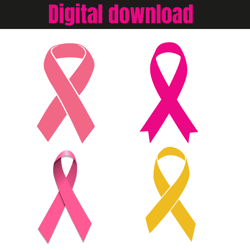 Ribbon Vector, Cancer Ribbon Png, Pink Cancer Ribbon Svg, Breast Cancer Svg, Awareness Ribbon Svg Bundle
