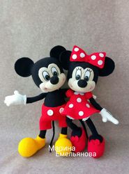 Digital Download - PDF. 2 Crochet patterns Mickey and Minnie mouse. DIY amigurumi toy tutorial.
