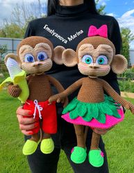 Digital Download - PDF. 2 Crochet Patterns Monkeys. DIY amigurumi toy tutorial.