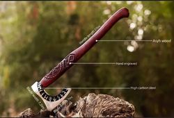Viking Heritage Hand-Forged Camping Axe - A Blend of Strength and Elegance, Cutting Edge 3.5 Inches.