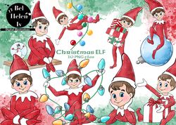 Christmas elf clip art, Christmas elf watercolor