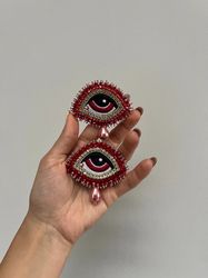 Set of Evil Eye Brooch With Seashell Pearl Nazar Brooch Protection Amulet Handmade Personalized Spiritual Jewelry